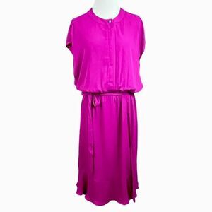 Fuchsia Blouson Wrap Skirt Midi Dress PXXL NWT